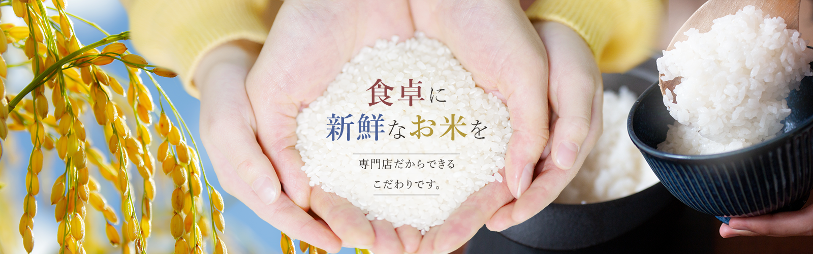 食卓に新鮮なお米を 専門店だからできるこだわりです。